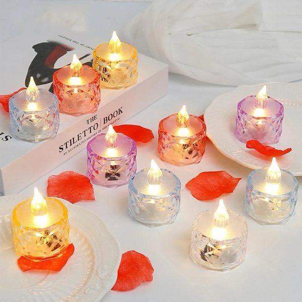 Pack Of 12 Warm White Flameless Led Tealight Candle Decorative Battery Operated Tea Lights