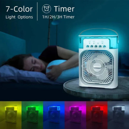 Portable Air Conditioner Fan | USB Electric Fan With Led Night Light, Fine Mist Water